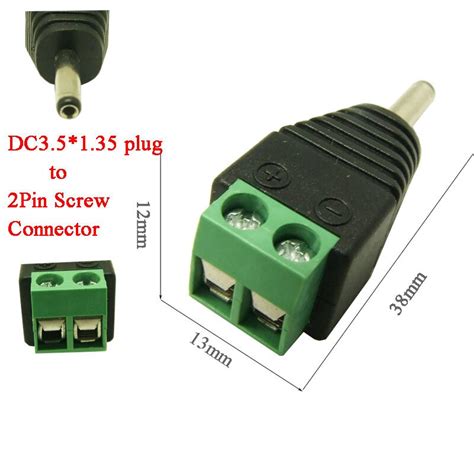 10pc Free Shipping Brand New Dc Plug Male 35135mm Dc Connector Dc 35 X 135 To 2pin Screw