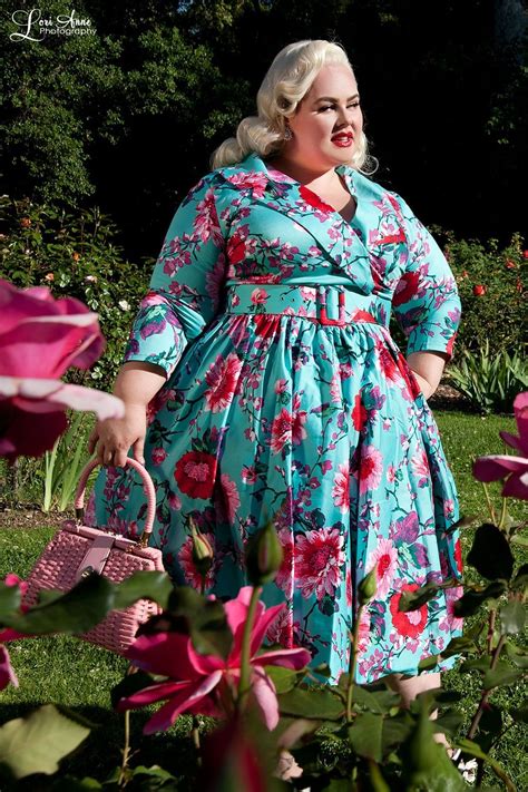 pinup couture 1950s style plus size birdie dress in turquoise floral plus size outfits pinup