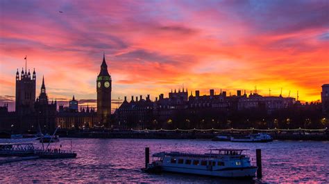 Westminster At Sunset London Thames River England Uk Windows