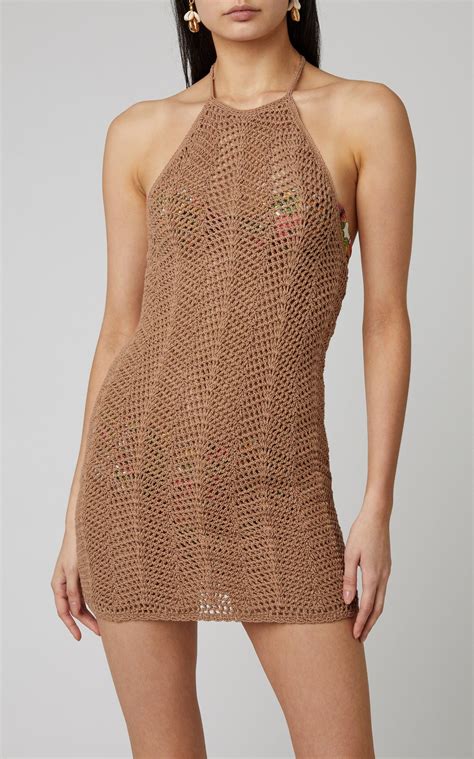Noelie Crocheted Cotton Halterneck Mini Dress By Akoia Swim Moda