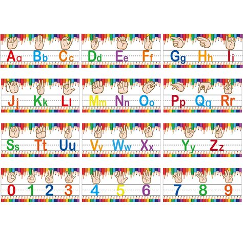 Buy 12 Pieces Asl Alphabet And Numbers Bulletin Board Alphabet Strips