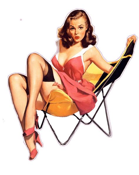 Red Dress Lawn Chair Pin Up Girl Decal Nostaglia Decals Pin Up Girl