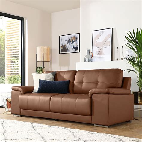 Kansas Tan Leather 3 Seater Sofa Furniture And Choice