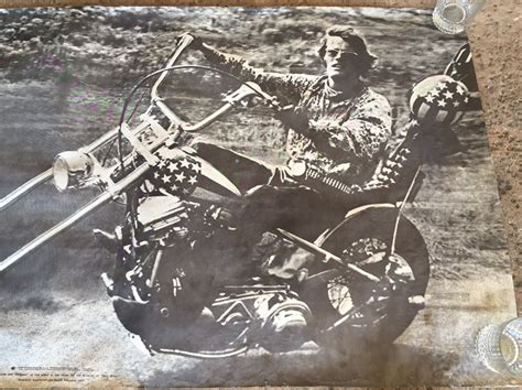 Large Bandw Poster Of Peter Fonda And Chopper On Scene At Las Vegas For