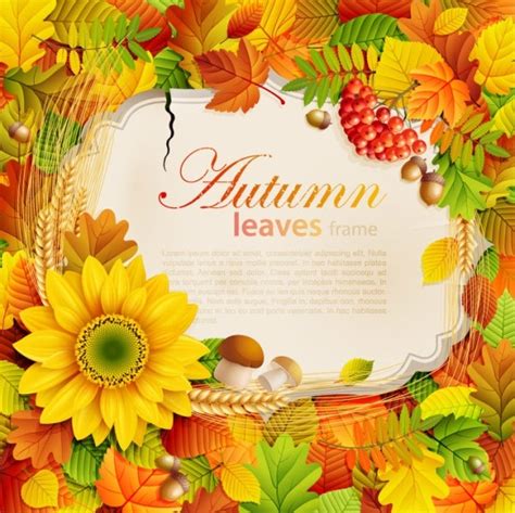 Beautiful Autumn Leaves Frame Background 07 Vector Vectors Graphic Art