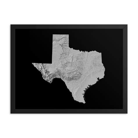 Texas Topographic Map Map Art Print Texas Gift Elevation Etsy