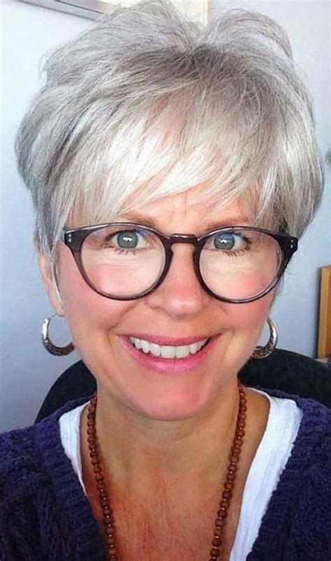 Short Hairstyles For Fine Straight Hair Over 60 With Glasses Best
