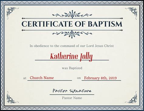 Printable Baptism Certificates Church