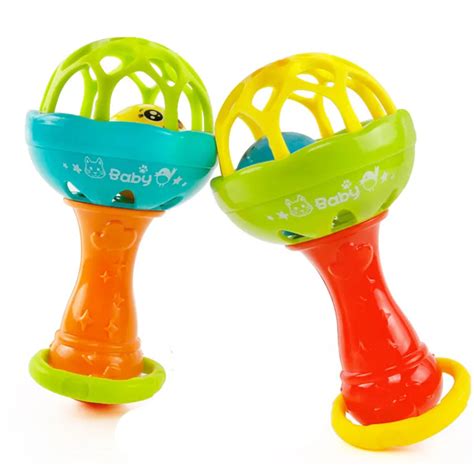 1pc Rattles Develop Baby Intelligence Grasping Gums Plastic Hand Bell