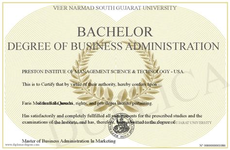 Bachelor Degree Of Business Administration