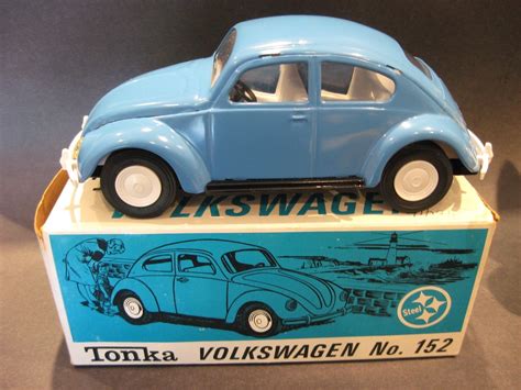 Vtg 1960s Tonka Toy Vw Volkswagen 152 Blue Beetle Bug Metal Car