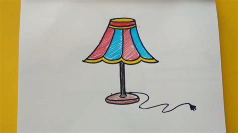 How To Draw Table Lamp Easy Table Lamp Drawing Lamp Drawing Youtube