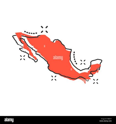 Cartoon Vectores Icono Mapa De México En El Cómic De Estilo México