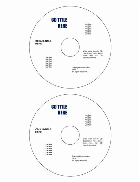 Microsoft Word Dvd Label Template Templates Printable Free