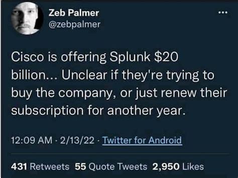 Is Cisco Buying Splunk Or Rprogrammerhumor