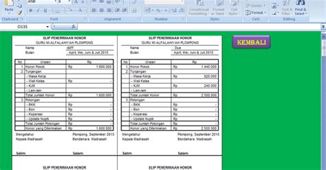 Seperti biasanya daftar gaji pokok pegawai negeri sipil ditetapkan berdasarkan peraturan pemerintah (pp) tentang kenaikan gaji pokok pns. Aplikasi Slip Gaji Guru Format Microsoft Excel | Berkas ...
