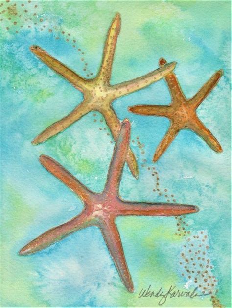 Framed Original Watercolor Starfish Colorful Starfish Etsy Starfish