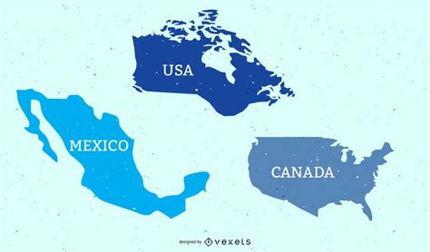 Mapa Plano De Estados Unidos Canadá Y México Descargar Vector
