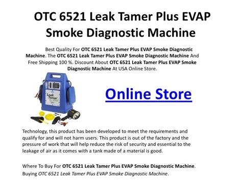 Otc 6521 Leak Tamer Plus Evap Smoke Diagnostic Machine