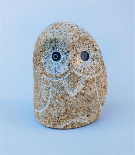 Stone Age Creations Carved Stone Owl Natural Stone Garden Etsy