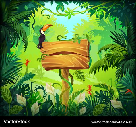 Cartoon Jungle Background Tropical Forest Nature Vector Image