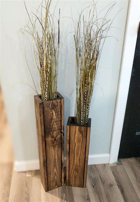 Set Of 28 And 24 Tall Rustic Floor Vases Wood Etsy Rustic Floor Vase Vases Decor Floor Vase