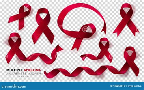 Multiple Myeloma Awareness Month Burgundy Color Ribbon Isolated On