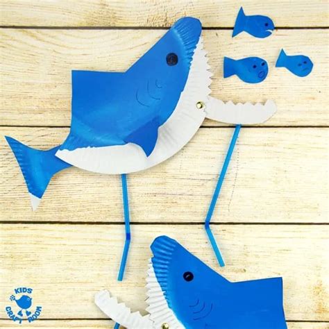 Paper Plate Shark Puppet Craft Kids Craft Room