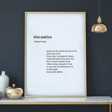 Fire And Ice By Robert Frost Print Typewriter Poetry Literary Etsy