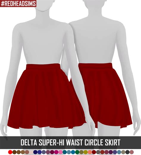 Delta Super Hi Waist Circle Skirt Redheadsims Cc Sims 4 Dresses