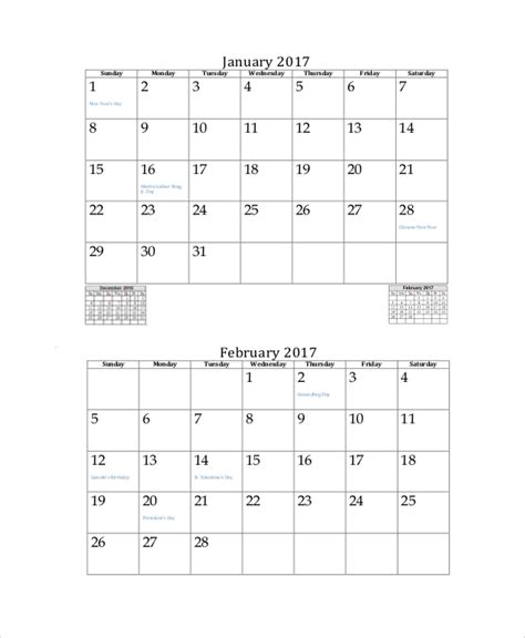 Free Mini Calendar Printable
