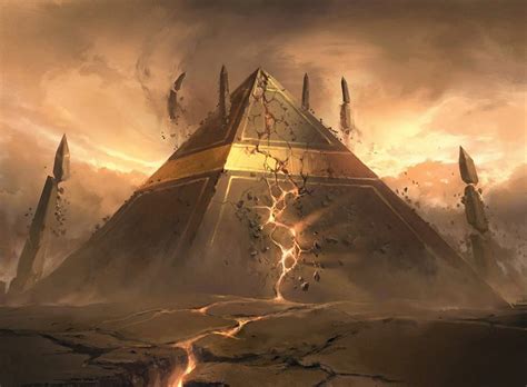 Sunset Pyramid Fantasy Landscape Fantasy Art Landscapes Fantasy Artwork