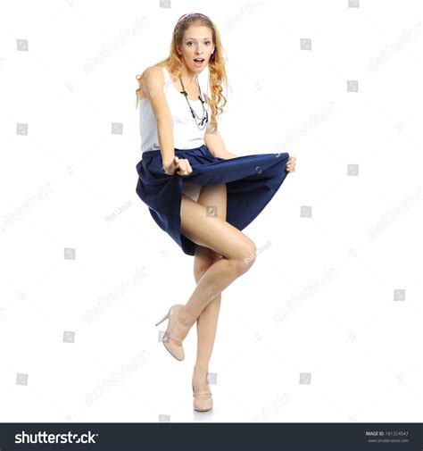 Surprised Girl Lifts Her Skirt库存照片181324547 Shutterstock
