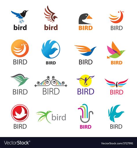 Big Set Of Logos Birds Royalty Free Vector Image