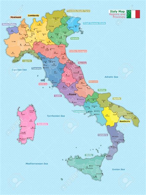 Carte De Litalie Avec Les Régions Et Les Provinces Italië Kaart