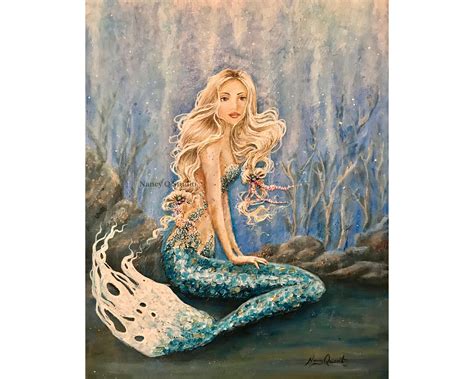 Beautiful Mermaid Art Beach House Wall Decor Mermaid Wall Art Mermaid