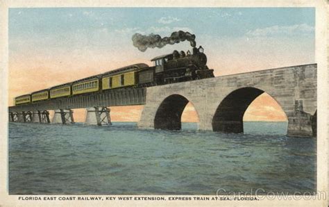 Florida East Coast Railway Key West Extension Locomotives Postcard