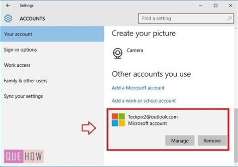 How To Delete Microsoft Account In Windows 10 Quehow