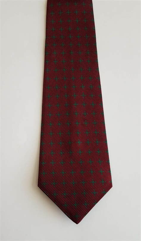 Ralph Lauren Handmade Silk Blend Red And Green Geometric Print Mens Neck Tie Ebay