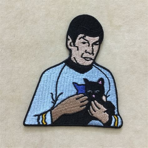 Spock Holding Cat Iron On Patch Etsy