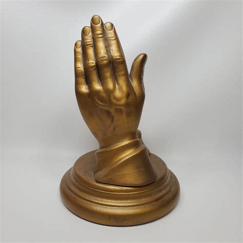 Ceramic Praying Hands Statue Religious Figure Shelf Decor Gold Etsy