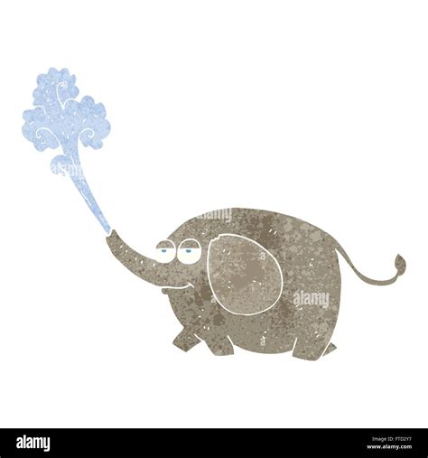 Freehand Retro Cartoon Elephant Squirting Water Stock Vector Image Art Alamy