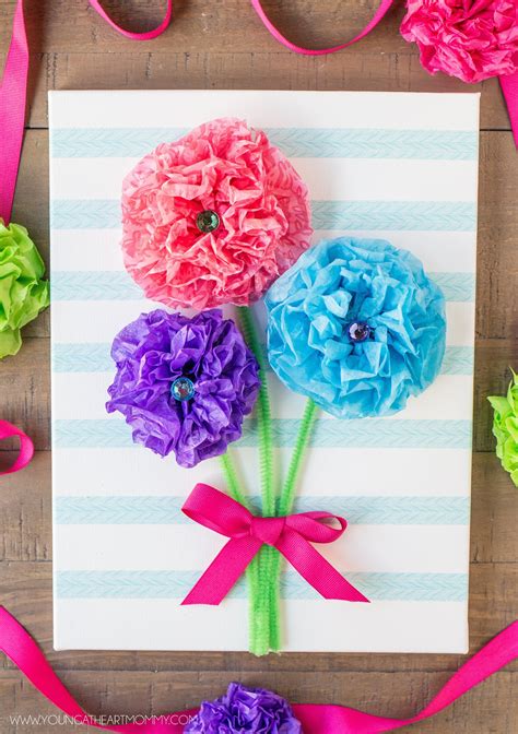 Tissue Paper Flower Bouquet Canvas · How To Make Wall Decor