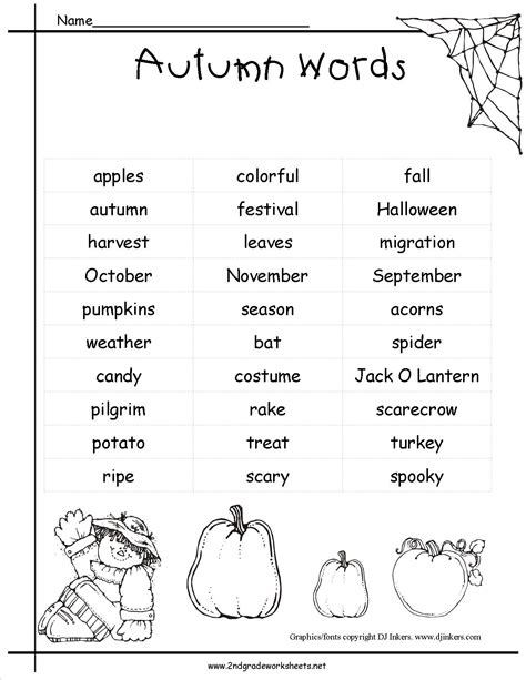 Fall Worksheets For 4th Grade