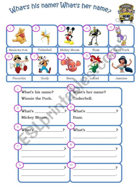 Whats His Name Whats Her Name ESL Worksheet By Marileia