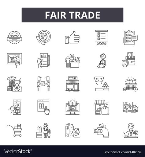 Fair Trade Line Icons For Web And Mobile Design Vector Image