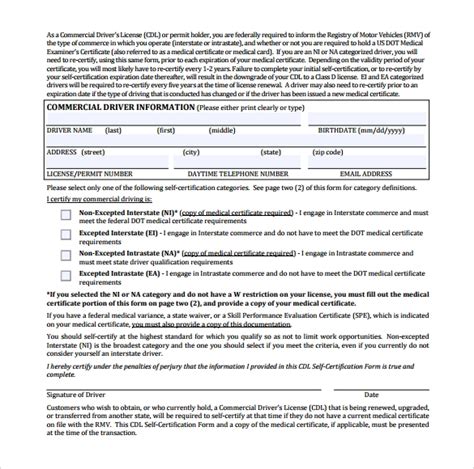 Free 16 Sample Cdl Medical Form Templates In Pdf Ms Word