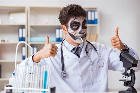 The Scary Monster Doctor Working In Lab Stock Photo Image Of Horror