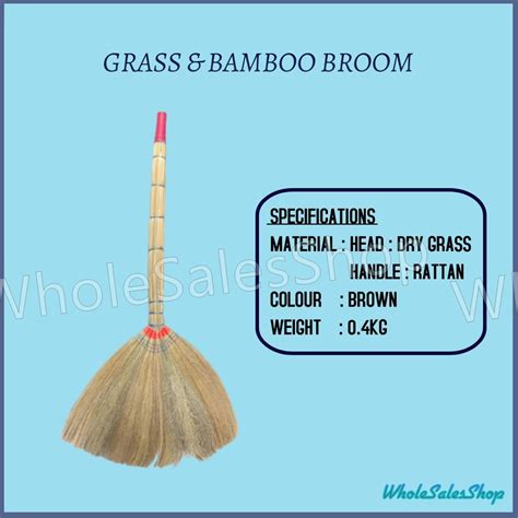 Grass And Bamboo Broom Paddy Sweep Broom Grass Broom Penyapu Jerami