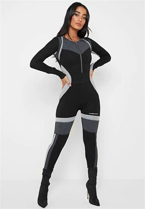 Colour Block Jumpsuit Black Futuristic Outfits Fighting Outfits